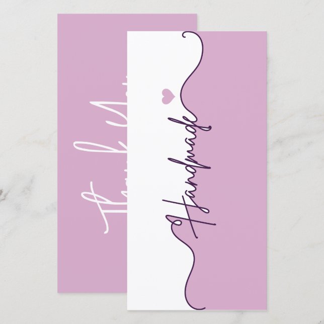 Tarjeta De Agradecimiento Handmade With Love Floral Small Business Packaging (Anverso / Reverso)