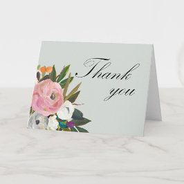 Tarjeta De Agradecimiento Handpainted Floral 100th Birthday Party  