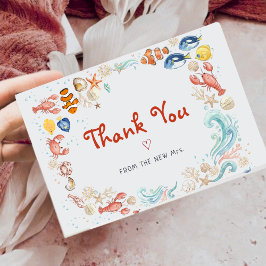 Tarjeta De Agradecimiento Handwritten Script Lobster Bridal Shower Thank You