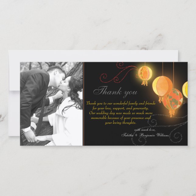 Tarjeta De Agradecimiento Hanging Lanterns Wedding Thank You Photo Card (Anverso)