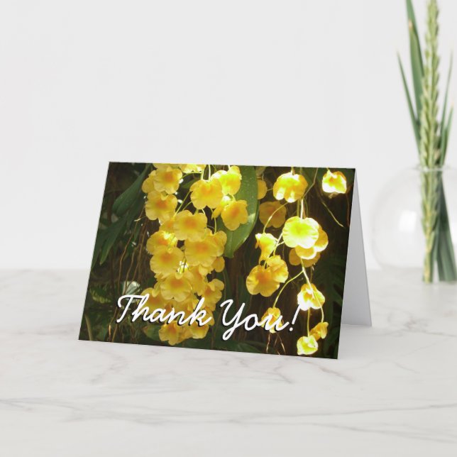 Tarjeta De Agradecimiento Hanging Yellow Orchids Tropical Flowers (Anverso)