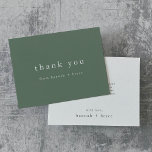 Tarjeta De Agradecimiento HANNAH Único Sage Verde Minimalista Moderno Simple<br><div class="desc">Esta tarjeta única de agradecimiento minimalista, y moderna, de la colección Hannah es perfecta para un boda minimalista o para cualquier momento que desee enviar un mensaje de agradecimiento. El diseño verde oscuro de los bosques presenta una moderna tipografía de boho sin adornos con un estilo minimalista único. Personalice la...</div>