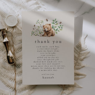 Tarjeta De Agradecimiento HANNAH Vintage Boho Bear Bee Woodland Baby Shower