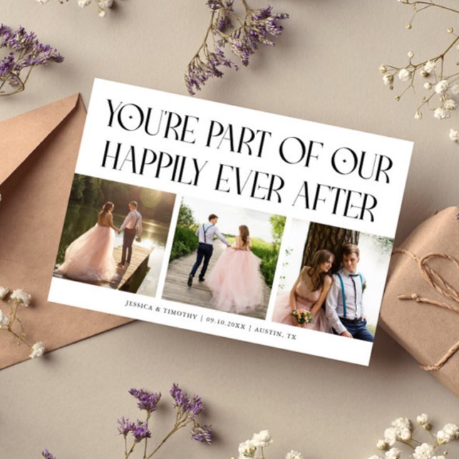 Tarjeta De Agradecimiento Happily Ever After White Wedding Photo (Subido por el creador)