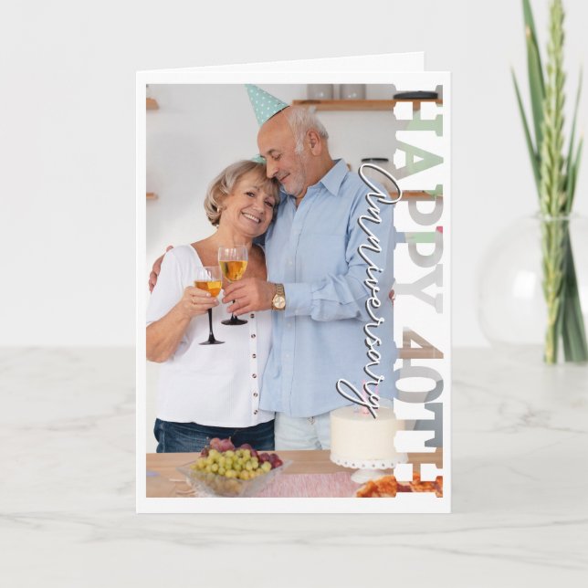 Tarjeta De Agradecimiento Happy 40th ruby wedding Anniversary Photo Card (Anverso)