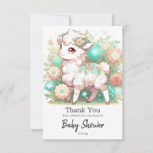 Tarjeta De Agradecimiento Happy Adorable Sheep Baby Shower