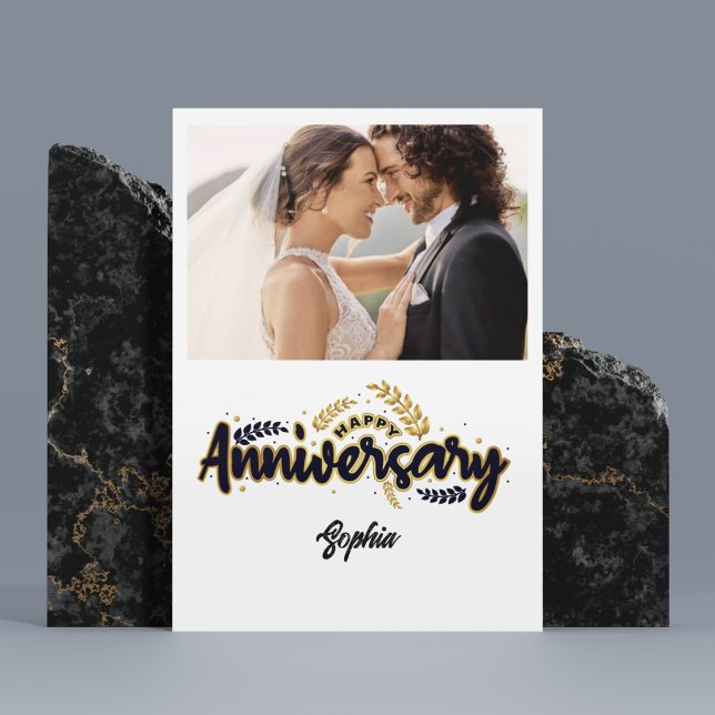 Tarjeta De Agradecimiento Happy Anniversary With Photo Card (Subido por el creador)