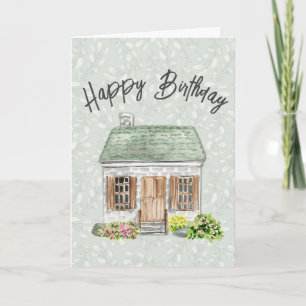 Tarjeta De Agradecimiento Happy Birday Business Watercolor House