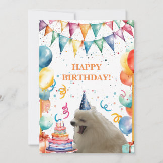 Tarjeta De Agradecimiento Happy Birthday Card With Pup, Cake, and Balloons