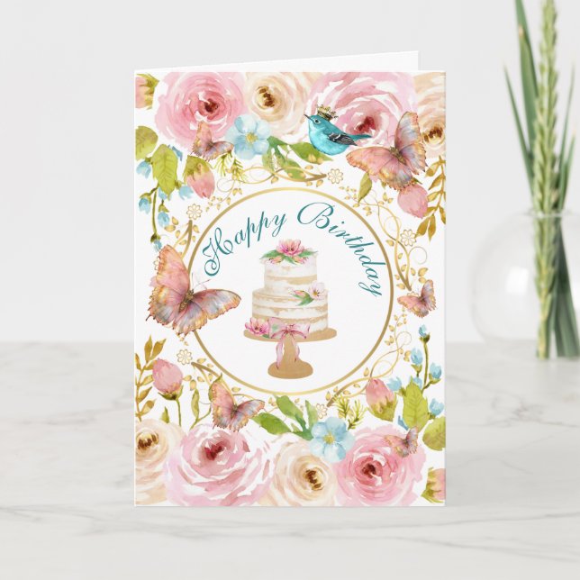 TARJETA DE AGRADECIMIENTO HAPPY BIRTHDAY WATERCOLOR  (Anverso)