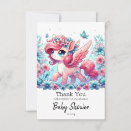 Tarjeta De Agradecimiento Happy Cute Unicorn Baby Shower