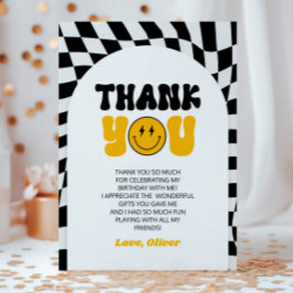 Tarjeta De Agradecimiento Happy Dude Retro Arch Birthday Party