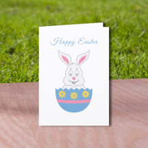 Happy Easter Card with Bunny & Egg