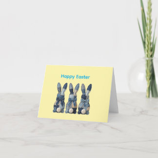 Tarjeta De Agradecimiento Happy Easter card with denim cute bunnies