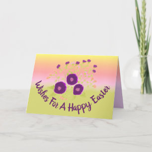 Tarjeta De Agradecimiento Happy Easter Pastel Paper Card con Purple