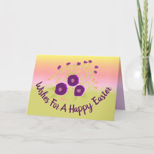 Tarjeta De Agradecimiento Happy Easter Pastel Paper Card con Purple (Anverso)