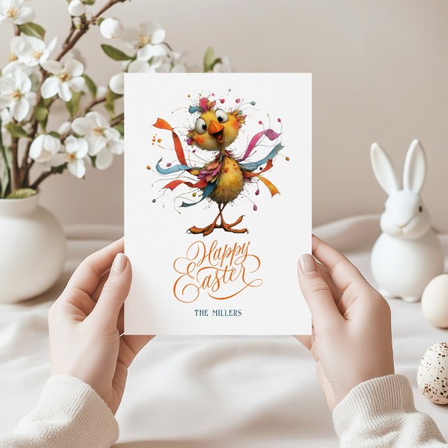 Tarjeta De Agradecimiento Happy Easter Whimsical Easter Chicken Illustration (Subido por el creador)