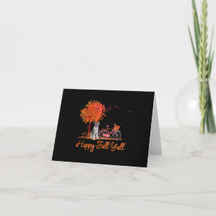 Tarjeta De Agradecimiento Happy Fall Yall Gracioso Schnauzer Dog Autumn Bicy