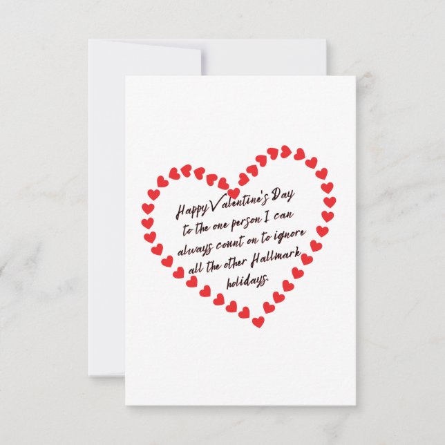 Tarjeta De Agradecimiento Happy Funny Día de San Valentín don cita sarcástic (Anverso)