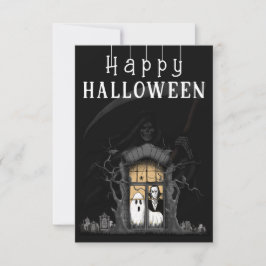 Tarjeta De Agradecimiento Happy Halloween Haunted House Photo