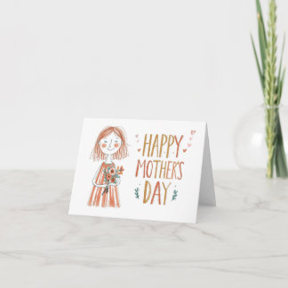 Tarjeta De Agradecimiento Happy Mother’s Day Sketch Style Folded Card 