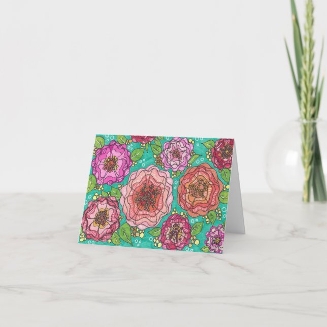 Tarjeta De Agradecimiento Happy Poppies Notecards (Anverso)