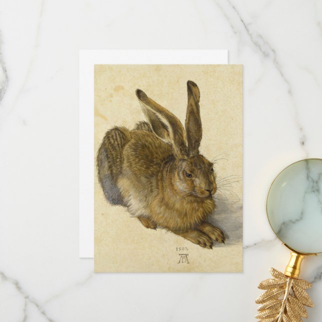 Tarjeta De Agradecimiento Hare por Albrecht Durer (Anverso/Reverso In Situ)