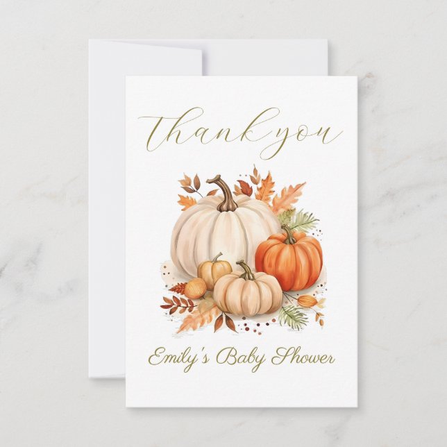 Tarjeta De Agradecimiento Harina de agua Pequeña Calabaza Baby Shower Flat (Anverso)