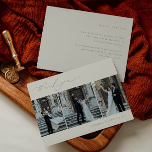 Tarjeta De Agradecimiento HARMONY Sage Green Minimalista 3 Boda fotográfico