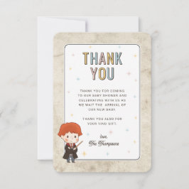Tarjeta De Agradecimiento Harry Potter Chibi Ron Weasley Mago Fiesta de Bebé