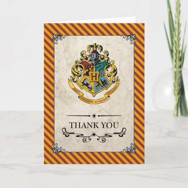 Tarjeta De Agradecimiento Harry Potter | Cumpleaños de Hogwarts Gracias (Anverso)