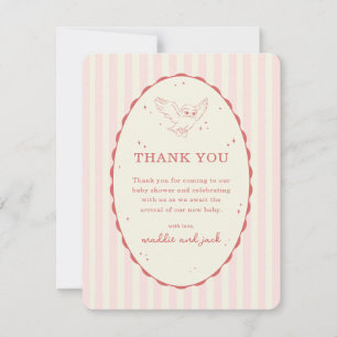 Tarjeta De Agradecimiento Harry Potter Hedwig Raya Rosa Baby Shower