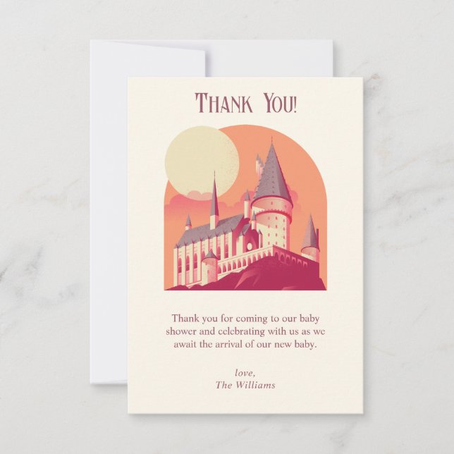 Tarjeta De Agradecimiento Harry Potter | Hogwarts Girl Baby Shower (Anverso)