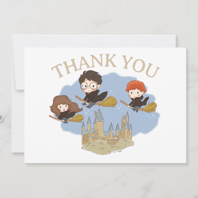 Tarjeta De Agradecimiento Harry Potter y Hogwarts Mágicos Gracias (Anverso)