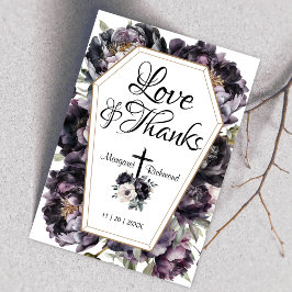 Tarjeta De Agradecimiento Hasta la muerte | Gótico Black Peonies Coffin Grac