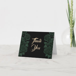 Tarjeta De Agradecimiento Hasta que la Muerte nos Separe Rosa Verde Boda Gót
