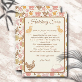 Tarjeta De Agradecimiento Hatear pronto pollito bebé niña ducha