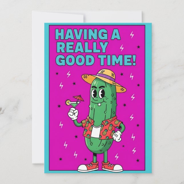 Tarjeta De Agradecimiento Having a Really Good funny pickle vacation summer (Anverso)