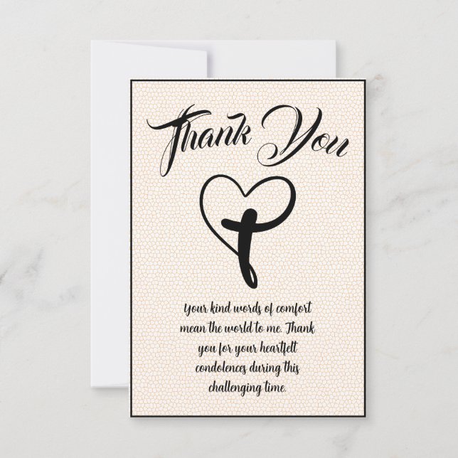 Tarjeta De Agradecimiento Heart Cross Gracias Mensaje De Texto Por Condolenc (Anverso)