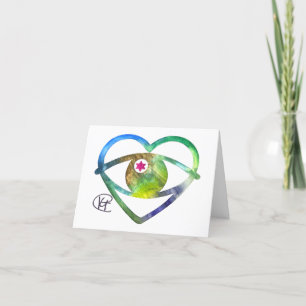 Tarjeta De Agradecimiento Heart Evil Eye Earth Watercolor Art