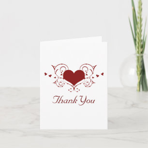 Tarjeta De Agradecimiento Heart Flourish Gracias Tarjeta, Red