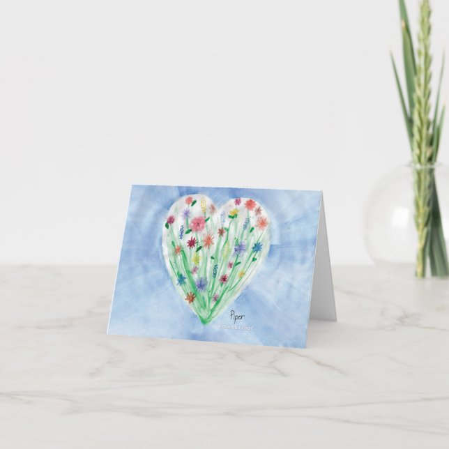 Tarjeta De Agradecimiento Heart Garden - KidsArt para CHOC (Anverso)