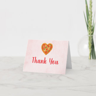 Tarjeta De Agradecimiento Heart Shaped Pizza Thank You Card | Red Checkered