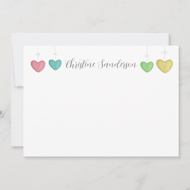 Tarjeta De Agradecimiento Heart Thank You Note Card Personalized Stationery (Anverso)