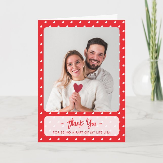 Tarjeta De Agradecimiento Hearts Happy Valentine’s Day Modern Love Pattern (Anverso)
