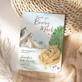 Tarjeta De Agradecimiento Heartwarming Beige Mountain Bear Family Beary Much
