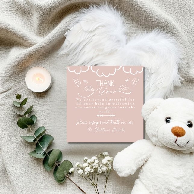 Tarjeta De Agradecimiento Heaven Pink baby Labor & Delivery NICU Hospital  (Heaven Pink baby Labor & Delivery NICU Hospital Thank You Card)