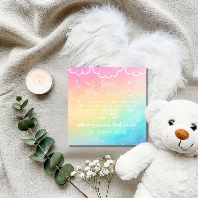Tarjeta De Agradecimiento Heaven Rainbow baby Labor  Delivery NICU Hospital  (Heaven Rainbow baby Labor Delivery NICU Hospital Thank You Card)