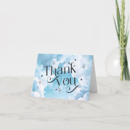 Tarjeta De Agradecimiento Heaven Sent Blue Sky Baby Shower Blue Lettering