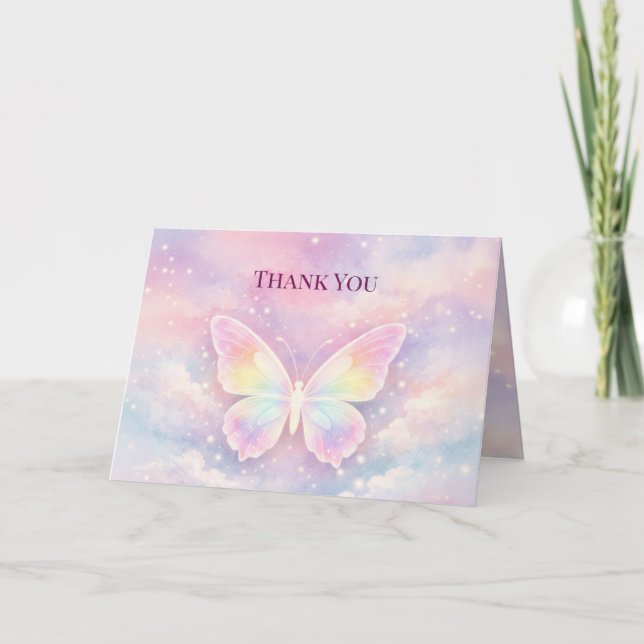 Tarjeta De Agradecimiento Heavenly Butterfly Memorial Thank You Card (Anverso)